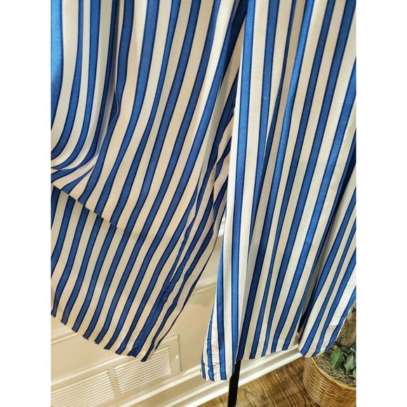 H&M Women's Blue/White Stiped 100% Rayon Mid Rise Wide Legs Dress Pant Size 10 - Picture 5 of 12